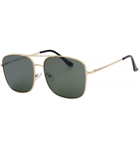 Rectangular Retro Fashion Boxed Frame Aviator Sunglasses - Green - CP18U67TDUY $11.04
