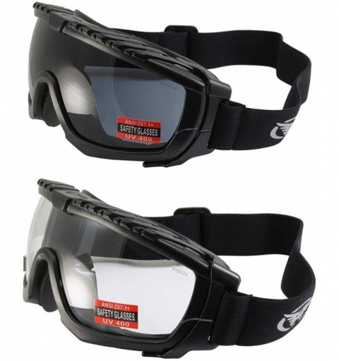 Goggle 2 Pair Ballistech 1 Riding Goggles Matte Black Frame Smoke Clear Lens Z87.1 - C418ZN37E3Z $34.42