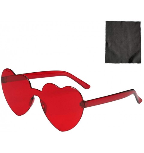Semi-rimless Fashion Heart Rimless Sunglasses - F - C41908R6A8O $11.89