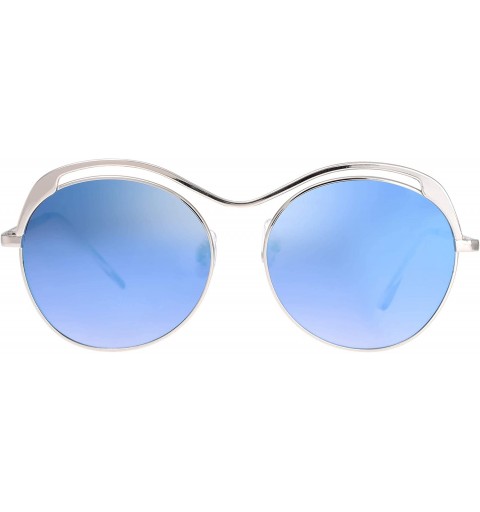 Round Fashion Top Metal Round Mirrored Lens bridgeless sunglasses - Gift Box Packaged - 01-silver - CL18Y24WIZO $10.72