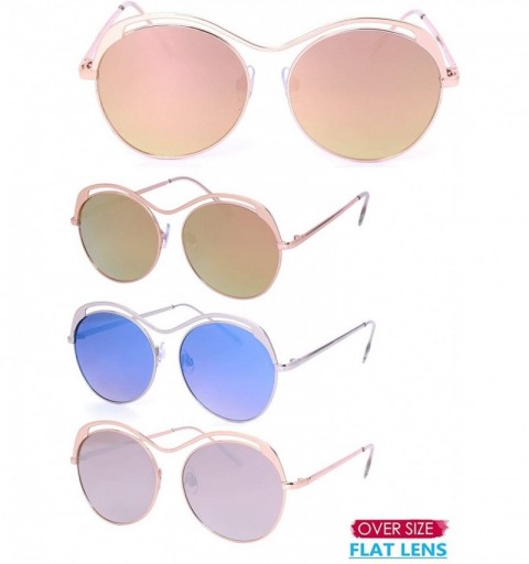 Round Fashion Top Metal Round Mirrored Lens bridgeless sunglasses - Gift Box Packaged - 01-silver - CL18Y24WIZO $10.72