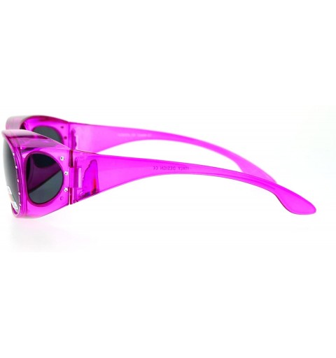 Oversized Womens Polarized Fit Over Glasses Rhinestone Sunglasses Oval Rectangular - Pink - CV18803DS2I $13.45