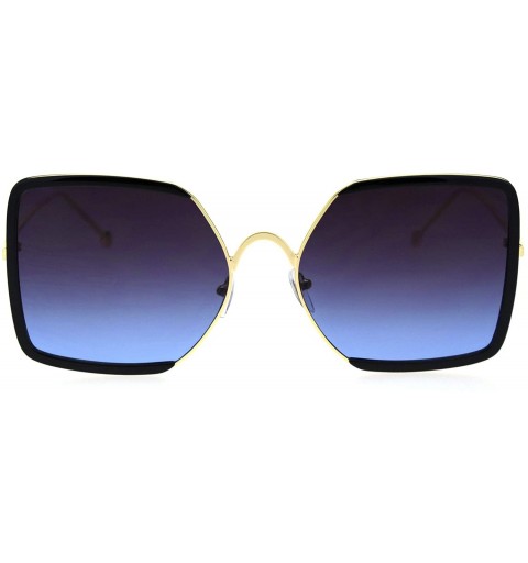 Rectangular Womens Rectangular Double Rim Squared Butterfly Chic Sunglasses - Gold Black Purple Blue - CW18S7C6OXS $16.61