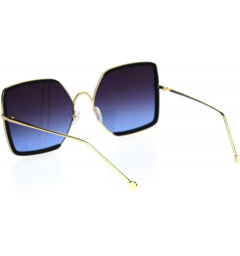 Rectangular Womens Rectangular Double Rim Squared Butterfly Chic Sunglasses - Gold Black Purple Blue - CW18S7C6OXS $16.61
