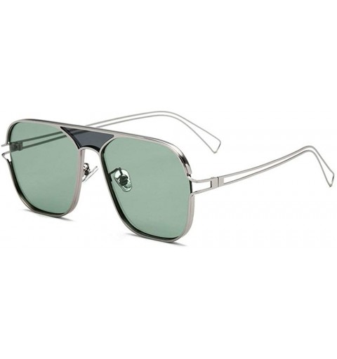 Square Men Fashion New Metal framed square sunglasses Brand Designer Ladies Pilot Sunshade glasses - Dark Green - CN18WANDCXN...