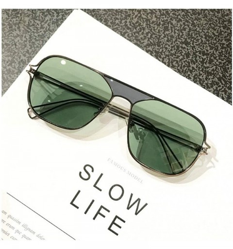 Square Men Fashion New Metal framed square sunglasses Brand Designer Ladies Pilot Sunshade glasses - Dark Green - CN18WANDCXN...