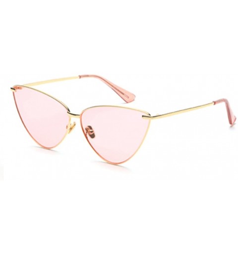 Cat Eye Cat Eye Sunglasses Women Retro Triangle Frame Metal Fashion Sun Glasses Ladies - Pink - CJ18DRIHNSE $8.73