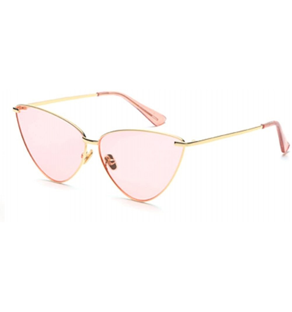 Cat Eye Cat Eye Sunglasses Women Retro Triangle Frame Metal Fashion Sun Glasses Ladies - Pink - CJ18DRIHNSE $8.73
