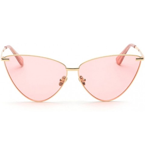 Cat Eye Cat Eye Sunglasses Women Retro Triangle Frame Metal Fashion Sun Glasses Ladies - Pink - CJ18DRIHNSE $8.73