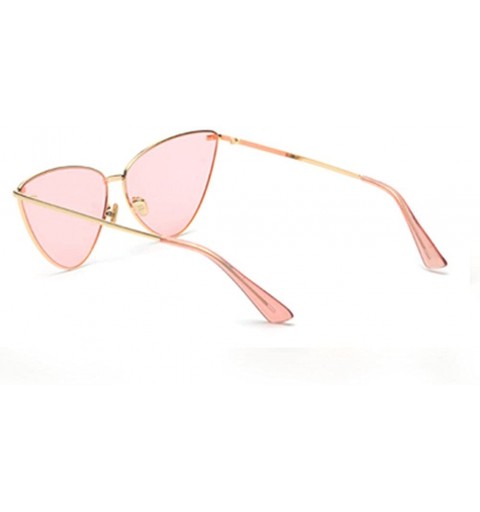Cat Eye Cat Eye Sunglasses Women Retro Triangle Frame Metal Fashion Sun Glasses Ladies - Pink - CJ18DRIHNSE $8.73