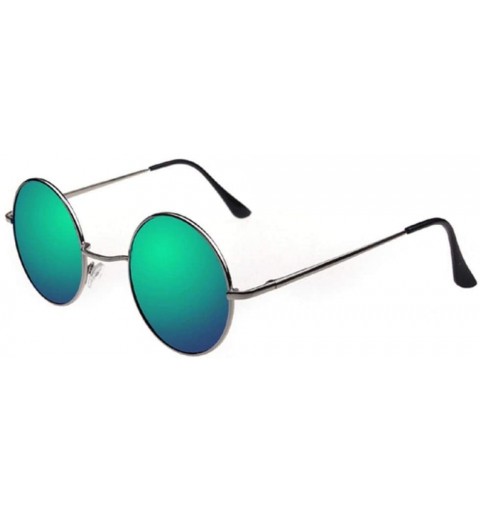 Round Sun Glasses Vintage Men Women Sunglasses Hippie Retro Round Metal Eyeglasses Glasses Eyewear-Green - CZ199I2SZW9 $20.91