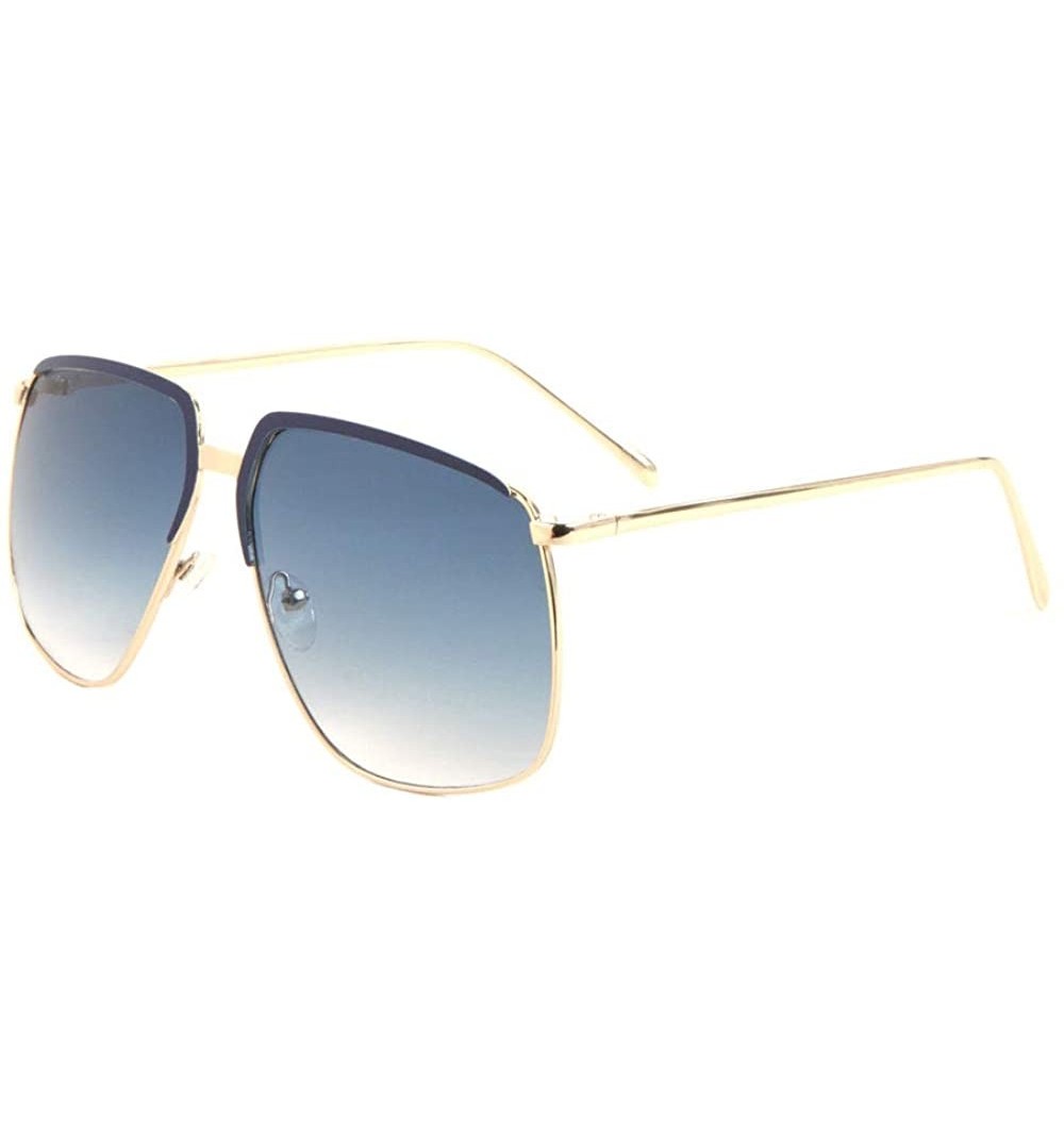 Aviator Oversized Geometric Color Brown Piece Thin Frame Aviator Sunglasses - Blue - CY197U70TZ2 $15.34