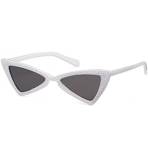 Sport Retro Vintage Narrow Cat Eye Sunglasses for Women Crystal Shades Plastic Frame - Gray - C918CMLS4WR $9.29
