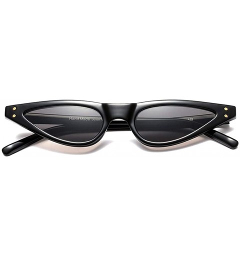 Goggle Small Sunglasses For Ladies Vintage Retro Women Stylish Sun Glasses Cat Eye - Full Black - C318HMS7T44 $10.70