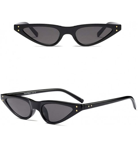 Goggle Small Sunglasses For Ladies Vintage Retro Women Stylish Sun Glasses Cat Eye - Full Black - C318HMS7T44 $10.70