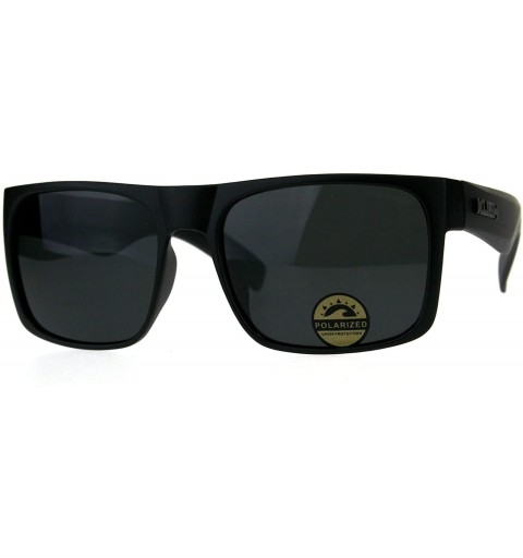 Sport Polarized Premium Kush All Black Flat Top Rectangular Sport Sunglasses - Matte Black Gunmetal Logo - CX18DI29EK8 $29.17