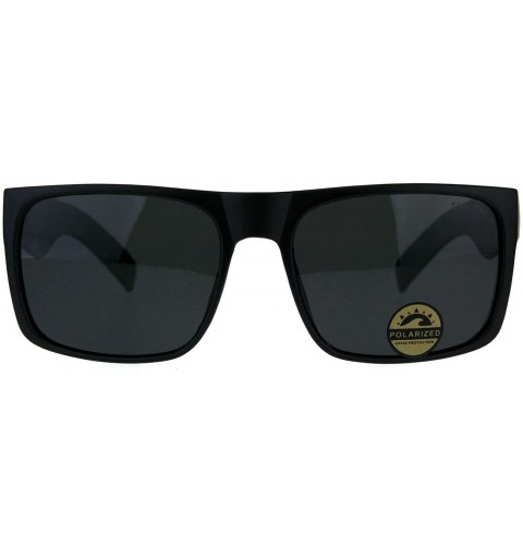 Sport Polarized Premium Kush All Black Flat Top Rectangular Sport Sunglasses - Matte Black Gunmetal Logo - CX18DI29EK8 $25.97
