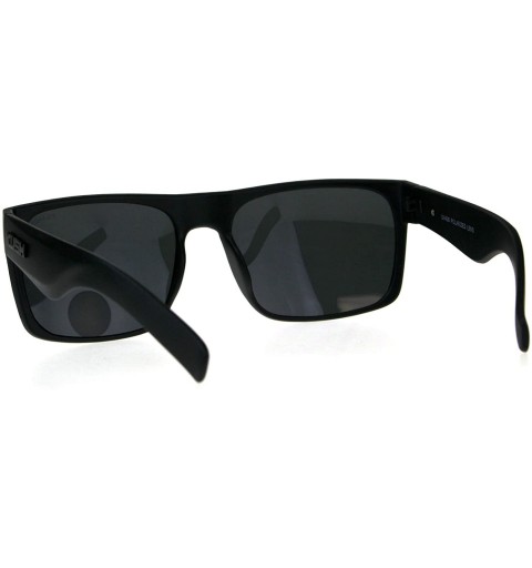 Sport Polarized Premium Kush All Black Flat Top Rectangular Sport Sunglasses - Matte Black Gunmetal Logo - CX18DI29EK8 $31.66