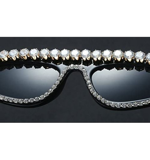 Cat Eye Sexy Cat Womens Lady Diamond Luxury Sunglasses UV400 - Black - CU18CSM2CG6 $15.59