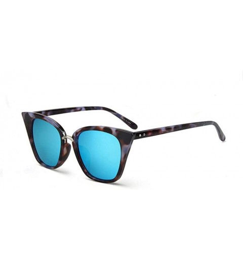 Goggle Women Fashion Cat Eye Vintage Mirror UV400 Sunglasses Eyeglasses - Blue Leopard - C517AAUU7N6 $7.93
