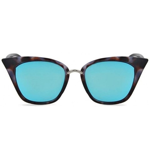 Goggle Women Fashion Cat Eye Vintage Mirror UV400 Sunglasses Eyeglasses - Blue Leopard - C517AAUU7N6 $7.93