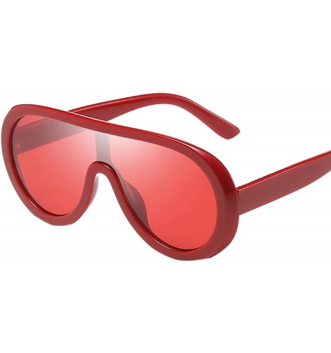Square Oversized Shield Square Vintage Sunglasses for Women Retro Flat Top Visor Style Frame Shades - Red - C518U8AOK3C $10.30