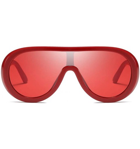 Square Oversized Shield Square Vintage Sunglasses for Women Retro Flat Top Visor Style Frame Shades - Red - C518U8AOK3C $10.30
