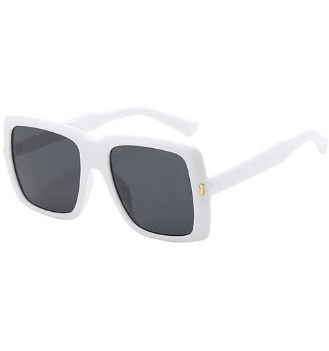 Goggle Oversized Square Sunglasses for Women Metal Hinge Rectangle Sun Glasses Goggles - White Black - CQ1907TRMQI $9.16