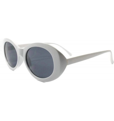 Oval Classic Vintage Retro 90s Mens Womens Oval Sunglasses Frame Lens - Black & White - CM18SA58CA0 $14.44