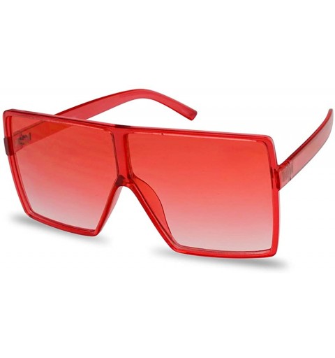 Square Oversized Festival Candy Colored Tone Square Crystal Frame Sunglasses - Red Frame - Red - CT18EWQDKA5 $12.84