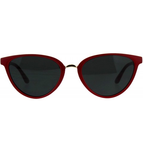 Oval Womens Oval Cateye Sunglasses Metal Bridge Designer Fashion Shades - Red (Black) - C118DASIKLR $9.51
