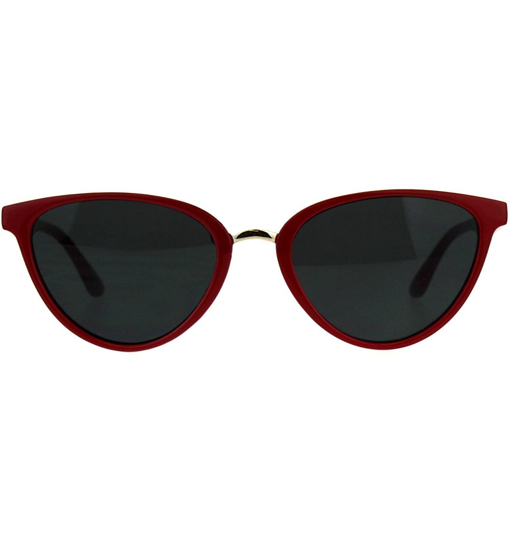 Oval Womens Oval Cateye Sunglasses Metal Bridge Designer Fashion Shades - Red (Black) - C118DASIKLR $9.51