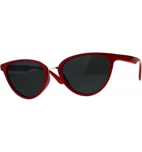 Oval Womens Oval Cateye Sunglasses Metal Bridge Designer Fashion Shades - Red (Black) - C118DASIKLR $9.51