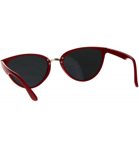 Oval Womens Oval Cateye Sunglasses Metal Bridge Designer Fashion Shades - Red (Black) - C118DASIKLR $9.51