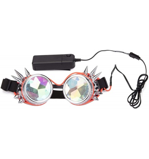 Goggle Kaleidoscope Glasses- Spiked Glowing Tube Steampunk Goggles Crystal Glass - Red - CB18T503U9C $11.34