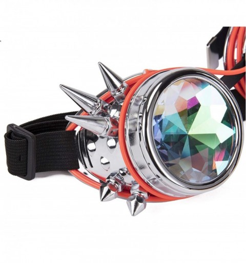 Goggle Kaleidoscope Glasses- Spiked Glowing Tube Steampunk Goggles Crystal Glass - Red - CB18T503U9C $11.34