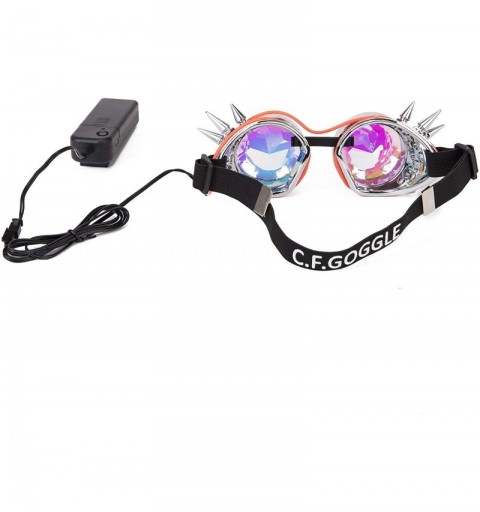 Goggle Kaleidoscope Glasses- Spiked Glowing Tube Steampunk Goggles Crystal Glass - Red - CB18T503U9C $11.34