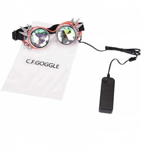 Goggle Kaleidoscope Glasses- Spiked Glowing Tube Steampunk Goggles Crystal Glass - Red - CB18T503U9C $11.34