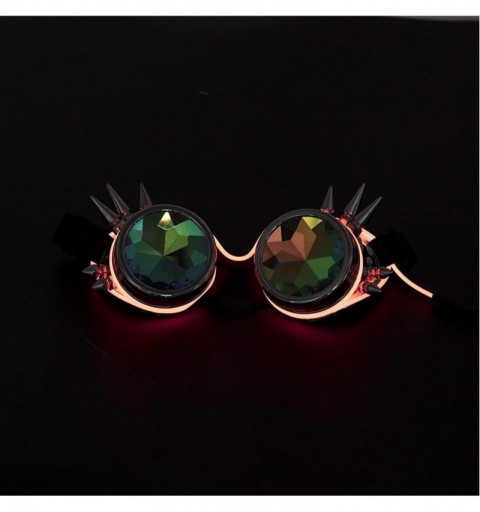 Goggle Kaleidoscope Glasses- Spiked Glowing Tube Steampunk Goggles Crystal Glass - Red - CB18T503U9C $11.34