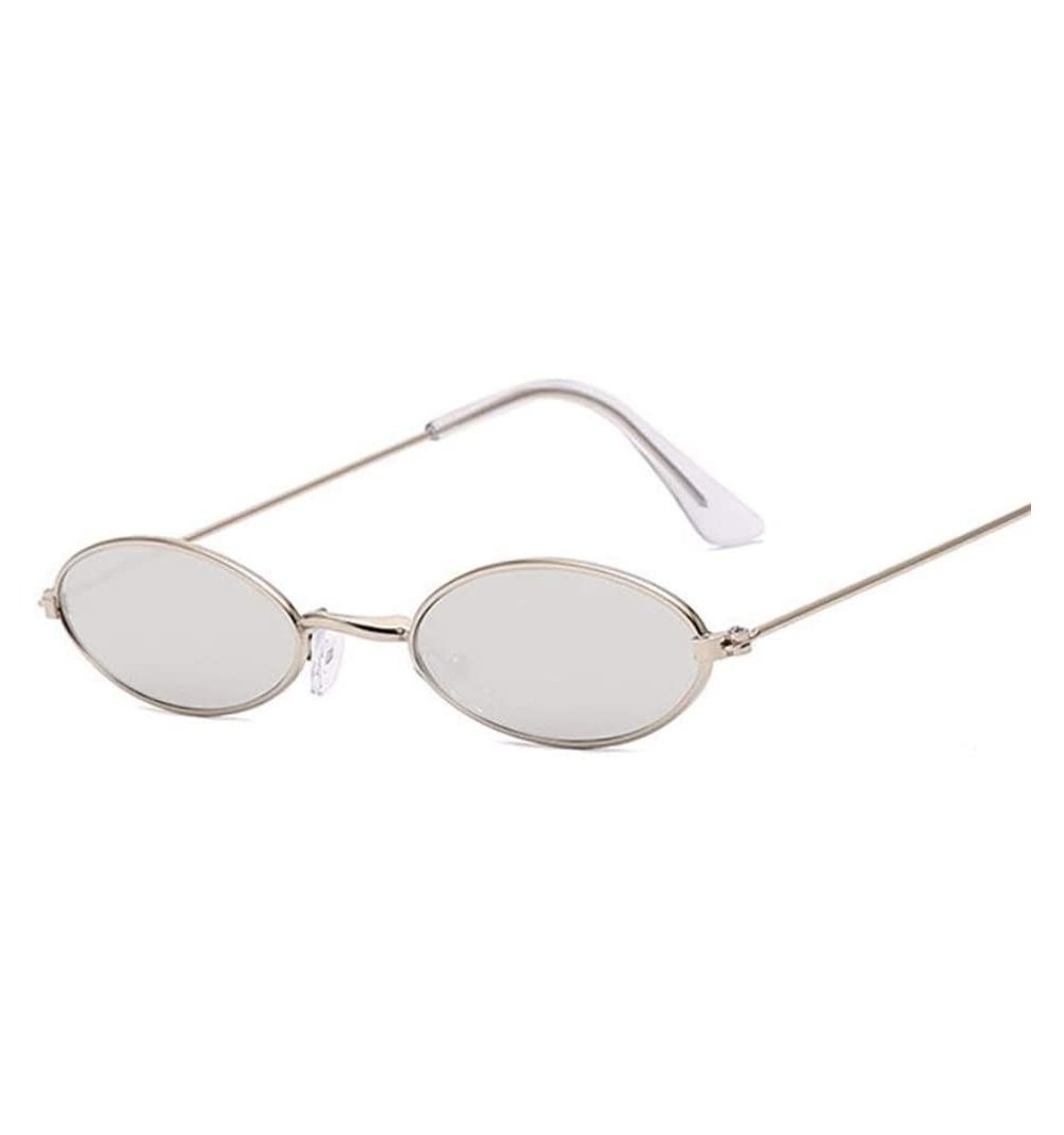Oval Sunglasses Vintage Glasses Fashion Designer - Silvesilver - CZ1999XQUCK $15.20