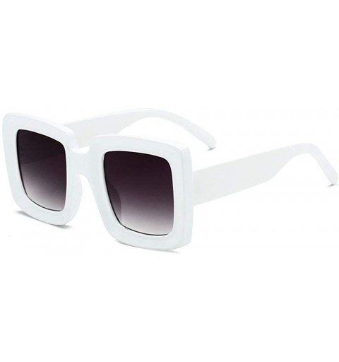 Square New Retro square big frame fashion sunglasses ladies trend Ultralight Men Sunglasses - White - CF18WXEYETU $26.31