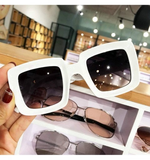 Square New Retro square big frame fashion sunglasses ladies trend Ultralight Men Sunglasses - White - CF18WXEYETU $15.53