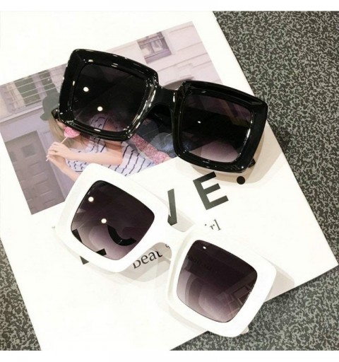 Square New Retro square big frame fashion sunglasses ladies trend Ultralight Men Sunglasses - White - CF18WXEYETU $15.53