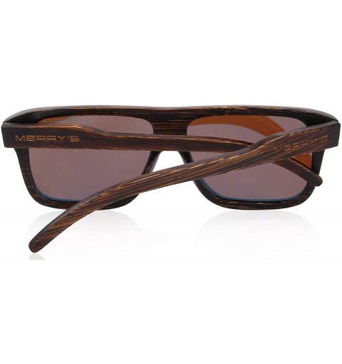 Rectangular Men Wooden Polarized Sunglasses 100% UV Protection vintage Eyewear S5066 - Red Mirror - C418Q9I7C3L $23.00