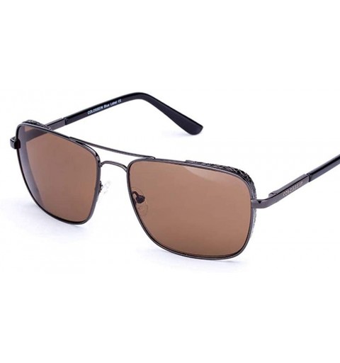 Aviator Retro Sunglasses Men Sun Glasses For Fishing Square Glasses Fashion Blue - Brown - C618YZWWX2R $12.12