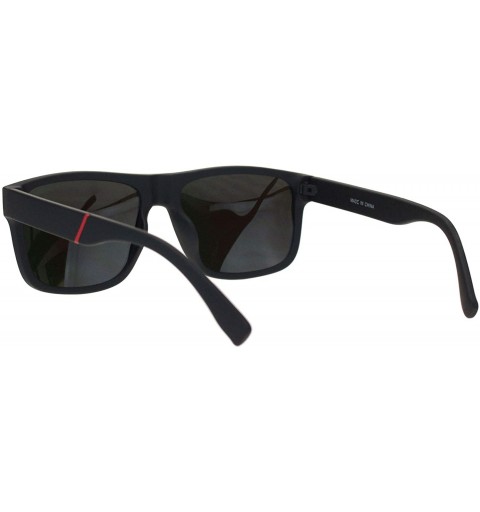 Rectangular Mens Matte Plastic Sport Horn Rim Color Mirror Lens Sunglasses - Black Fuchsia Mirror - CJ18Q0X463O $8.64