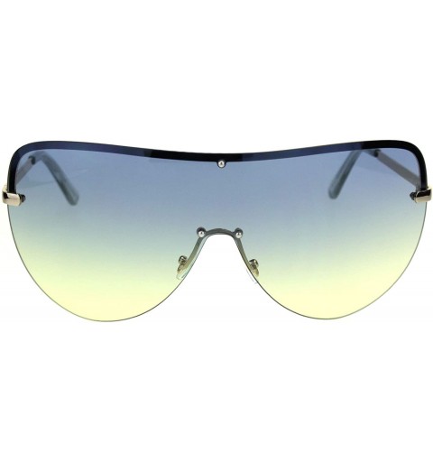 Rimless Extra Oversized Astronaut Style Oceanic Gradient Rimless Shield Sunglasses - Gold Blue Yellow - C818R3HQXUM $12.91