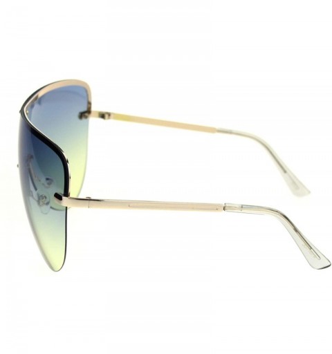 Rimless Extra Oversized Astronaut Style Oceanic Gradient Rimless Shield Sunglasses - Gold Blue Yellow - C818R3HQXUM $12.91