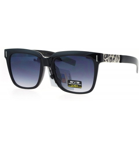 Oversized Trendy Oversize Mens Mob Horn Rim Hipster Sunglasses - Shiny Black Smoke - CA12O39EM7R $10.40