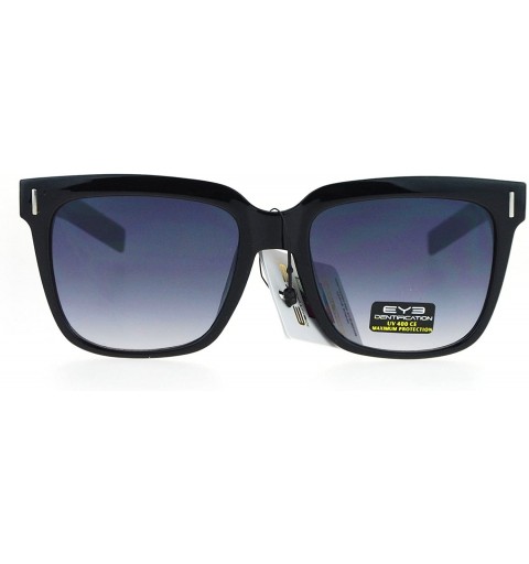 Oversized Trendy Oversize Mens Mob Horn Rim Hipster Sunglasses - Shiny Black Smoke - CA12O39EM7R $10.40
